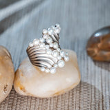 Statement Pearl Metallic Fashion Designers Wide Rings For Women Personality 2022 New Jewelry Ring daiiibabyyy