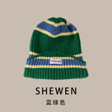Daiiibabyyy Winter Men Warm Striped Knitted Beanie Hip Hop Cycling Cotton Knit Hat Women Acrylic Ski Cap Skullcap Skullies Gorras