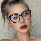 Daiiibabyyy Square Cat Eye Prescription Reading Glasses Women Fashion Anti Blue Light Big Frame Clear Lens Farsightedness Eyewear 0 to +6.0
