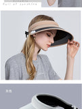Daiiibabyyy Women Empty Top Hat Summer Visor Foldable Cap Female Hiking Outdoor Sports Solid Anti-UV Beach Hats Fishing Camping Caps