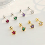 Daiiibabyyy Mini Colorful Star Flat Ear Piercing Lobe Stud Earrings for Women Y2k 2000s Aesthetic Ear Cartilage Tragus Body Jewelry KAE245