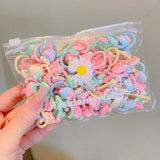 Daiiibabyyy 20Pcs/Lot Children Girls Hair Bands Candy Color Hair Ties Rubber Bands Scrunchy Elastic Hair Bands Sweet Cartoon Accessories