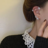 Daiiibabyyy Fashion Snowflake Ear Clip Ear Cuff for Women Girls Trendy Butterfly Clip Earrings Without Piercing Party Wedding Jewelry Gift