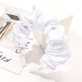 Daiiibabyyy Large Intestine Ruched Headband for Women Bezel Wild Imitation Silk Solid Color Satin Wrinkled Headband Bandana Simple Hair Hoop