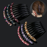 Daiiibabyyy Vintage Flower Crystal Hairclips Fashion Hair Combs Plastic Shiny Hairpins for Women Hair Accessories Bun Headdress