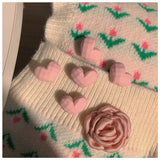 Recommended! Pink Love Heart-Shaped Hairpin 5 PCs Sweet Cute Girls' Hair Accessories Side Clip Super Fairy Flowers Headdress daiiibabyyy