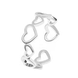 Daiiibabyyy Hollow Heart Shaped Rings for Women Elegant Adjustable Engagment Ring Heart Boho Heavy Metal Crystal Heart Ring Fine Jewelry