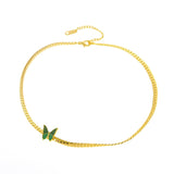 Daiiibabyyy Vintage Stainless Steel 18K Gold Plated Cuban Chain Butterfly Necklace For Women Punk Hip Hop Classic Jewelry Accessory Collar