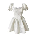 Elegant Vintage Mini Dress Women New Puff Sleeve Casual Party Retro Dress Female Kawaii Fairy Lolita Dress Y2k Clothing