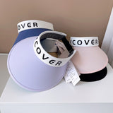 Daiiibabyyy Technology Sunscreen Series Big Cover Printing Empty Top Visor Cap Women Summer Breathable Headband Cap Ice Silk Cold Sun Cap