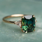 Elegant Square Emerald Ring for Women Fashion Gold Color Inlaid Green Zircon Wedding Rings Bridal Engagement Jewelry daiiibabyyy