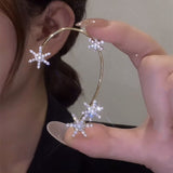 Daiiibabyyy Fashion Snowflake Ear Clip Ear Cuff for Women Girls Trendy Butterfly Clip Earrings Without Piercing Party Wedding Jewelry Gift