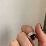 Daiiibabyyy Vintage Simple Trend Punk Hip Hop Roman Numerals Stainless Steel Rings Men Women Couple Adjustable Opening Rings Jewelry Gift