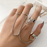 Hiphop Punk Silver Color Long Tassel Chain Rings for Women Men Fashion Metal Adjustable Open Finger Rings Set Gift Jewelry daiiibabyyy