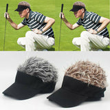 Daiiibabyyy Hair Sun Visor Caps With Fake Hair Wig Novelty Unisex Baseball Hat Cap Sport  Hats