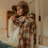 Winter Fashion Luxury Pure Color Women Plaid Scarves Retro Plaid Scarves Women Purple Tassel Shawl Women Thick Warm Scarves daiiibabyyy