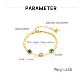 Daiiibabyyy Bracelets For Women Girlfriend Gift Chain Accessories Luxury Fashion Jewelry Titanium Steel Gold Squares Inlaid With Zircon