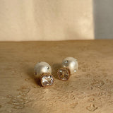 Daiiibabyyy Luxury Shiny Full CZ Zircon Ball Drop Earrings for Women White Imitation Pearl Statement Earring Wedding Bridal Jewelry