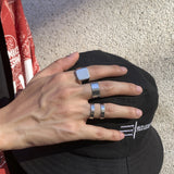 Daiiibabyyy Punk Simple High Polished Ring Set Vintage Men's Finger Rings Fashion Men aesthetic Accessories Party Jewelry anillo hombre