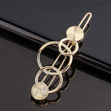 Daiiibabyyy New Women Metal Geometric Hair Clip Round Triangle Moon Barrettes Hairclip Bangs Hair Claws for Lady Girl Hair Accessories Gifts