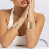 Daiiibabyyy IngeSight.Z 6 Styles Exaggerated Hollow Out Wide Cuff Open Bangles for Women Punk Big Flower & Leaves Wrist Bracelet Jewelry