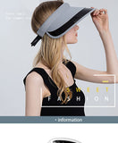 Daiiibabyyy Women Empty Top Hat Summer Visor Foldable Cap Female Hiking Outdoor Sports Solid Anti-UV Beach Hats Fishing Camping Caps