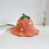 Daiiibabyyy 1-2 Years Old Children's Baby Girl Hat Autumn and Winter Children's Fisherman Hat Baby Strawberry Fruit Hat Cute Knitted Hat daiiibabyyy
