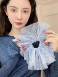 Daiiibabyyy 23CM Large Lace Scrunchies for Hair Bands Dot Mesh Rubber Bands for Pony Tail Back Headwear Summer Women's Hair Accessories