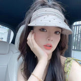 Daiiibabyyy Women's Summer Empty Top Cap Colorful Diamond Korean Version New Niche Fashion Sunshade Topless Beach Sun Cap
