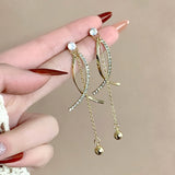 Earrings Diamond Dangler For Women Stick Drop Zircon Ear Cuffs Girls Gold/Silver Color Rhinestone Earring wedding Jewelry