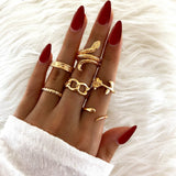 4-8Pcs/set Punk Finger Rings Minimalist Smooth Gold/Silver Geometric Metal Rings for Women Girls Party Jewelry Bijoux Femme daiiibabyyy
