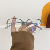 Daiiibabyyy Fashion Unisex Square Plain Glasses for Men Women Metal Frame Glasses for Party Eyeglasses Gentle Exaggeration Frame