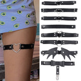Daiiibabyyy Sexy Women Elastic Pu Leather Leg Ring Garter Lingerie Belt Punk Heart Rivet Thigh Ring Goth Harajuku Harness Stockings Garter