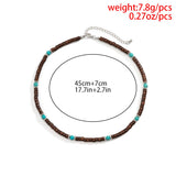 Daiiibabyyy IngeSight.Z Mens Black Wood Beaded Choker Necklace Boho Green Stone Surfer Necklace Chunky African Tribal Necklace for Men