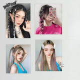 Daiiibabyyy Women Hair Extension Tools Seamless Braided Hair Rope Ponytail Braid Twist Color Hanging Ear-dye Hair Pieces Hanging Ear-dye Wig