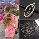Daiiibabyyy New Women Metal Geometric Hair Clip Round Triangle Moon Barrettes Hairclip Bangs Hair Claws for Lady Girl Hair Accessories Gifts