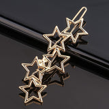 Daiiibabyyy New Women Metal Geometric Hair Clip Round Triangle Moon Barrettes Hairclip Bangs Hair Claws for Lady Girl Hair Accessories Gifts