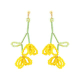 Korean Hand Woven Glass Rice Beads Flower Tassel Earrings Women's Cute Glamour Dangle Earrings Party Jewelry Accessories daiiibabyyy