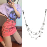 Daiiibabyyy Punk Street Butterfly Belt Waist Chain Women Pants Skirt Chain Multi Layer HipHop Hook Trousers Keychain Pendant Street Jewelry