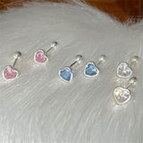 Daiiibabyyy New Fashion Cute Minimalist Heart Stud Earrings Shiny Colorful Crystal Screw-back Tiny Ear Stud Accessory Small Earring Jewelry