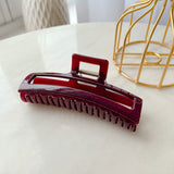 Daiiibabyyy 11.6cm Solid Color Hollow Square Acrylic Big Hair Claw For Women Girls Fashion Plastic Barrettes Hairpin Clomp Hair Accessories