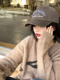 Daiiibabyyy America Style Retro Grey Cap Female Sun Basball Cap 2023 New INS Brand Sun Visor  Hat Face Small Spring and Summer Baseball Hat