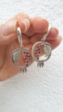 Retro Ethnic Style Pomegranate Earrings for Women Trendy Inlaid with Red Stones Art Drop Dangle Earrings Party Vintage Jewelry daiiibabyyy