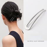 Daiiibabyyy Fashion Hair Accessories Metal U Shape Hair Stick for Women Silver Gold Color Elegant Shell Enamel Hairpin Female Headwear New