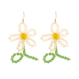 Korean Hand Woven Glass Rice Beads Flower Tassel Earrings Women's Cute Glamour Dangle Earrings Party Jewelry Accessories daiiibabyyy