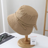 Daiiibabyyy Washed Cotton Rear Split Fisherman Hat Women Summer Korean Version Sunshade Basin Hat Leisure Travel Foldable Bucket Hat