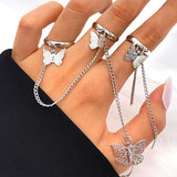 Hiphop Punk Silver Color Long Tassel Chain Rings for Women Men Fashion Metal Adjustable Open Finger Rings Set Gift Jewelry daiiibabyyy