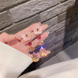Daiiibabyyy Beautiful Shell Flower Pink Blue Crystal Water Drop Dangle Earrings For Women