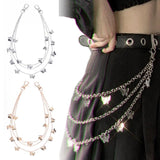 Daiiibabyyy Punk Street Butterfly Belt Waist Chain Women Pants Skirt Chain Multi Layer HipHop Hook Trousers Keychain Pendant Street Jewelry