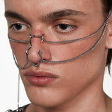Daiiibabyyy New Gothic Hip Hop Future Technology Star Three-Dimensional Nose Jewelry Fashion Men Women Punk Face Set Jewelry Earrings Gift